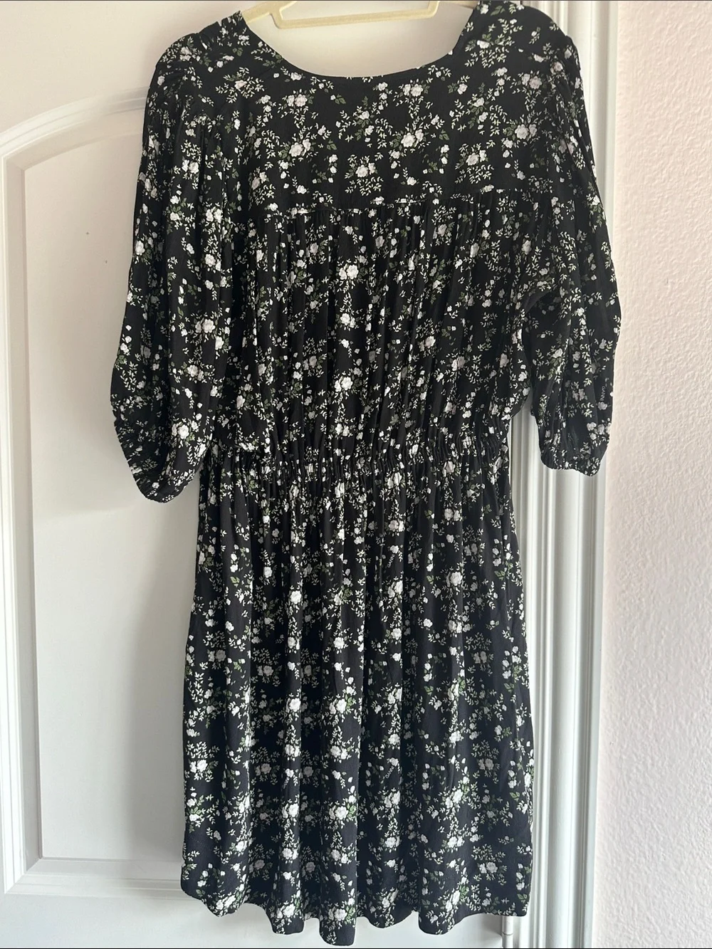 Ganni Black and White Floral Mini Dress - Picture 6 of 8